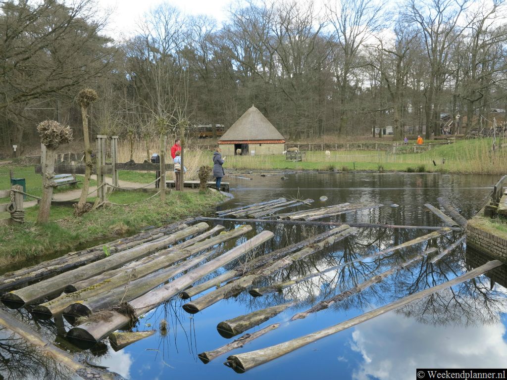 Het hout voor de houtzaagmolen werd over het water aangevoerd. 